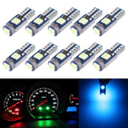 10 in 1 Car T5 0.2W DC12V Instrument Panel LED Decorative Light Ice Blue Light
