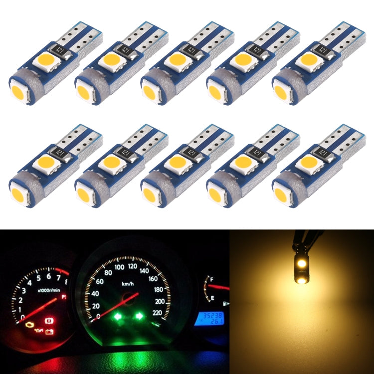 10 in 1 Car T5 0.2W DC12V Instrument Panel LED Decorative Light – Durable Build, Easy to Use Yellow Light