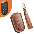 Hallmo Car Genuine Leather Key Protective Cover for Jeep Compass 4-button, For Jeep Compass 4-button (Brown), For Jeep Compass 4-button (Black), For Jeep Compass 4-button (Blue) For Jeep Compass 4-button (Brown) Brown