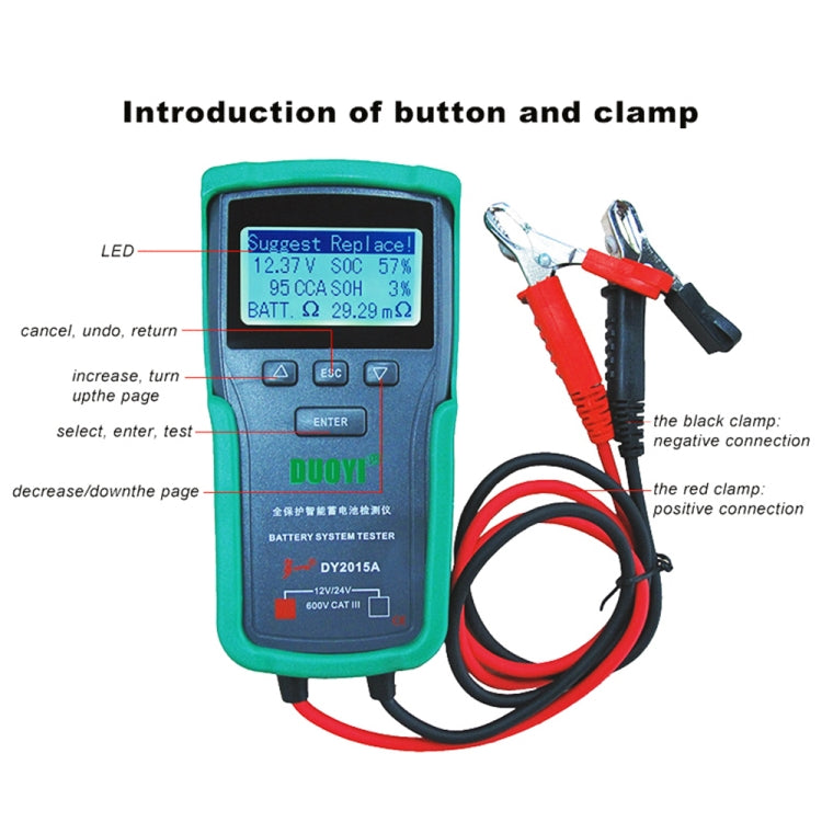 DUOYI DY2015A Car 12V 24V Digital CCA Load Battery Charging Digital Capacity Tester, DY2015A – Durable Build, Easy to Use
