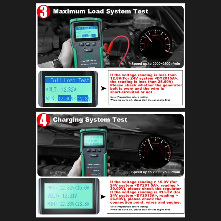 DUOYI DY2015A Car 12V 24V Digital CCA Load Battery Charging Digital Capacity Tester, DY2015A – Durable Build, Easy to Use