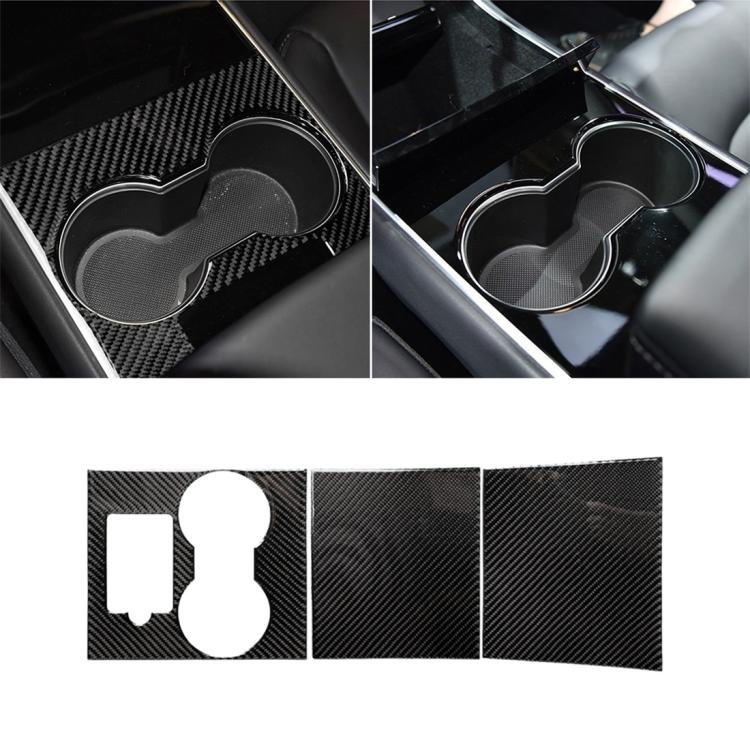 3 PCS Carbon Fiber Car Central Control Decorative Sticker for Tesla Model 3, Central Control Central Control