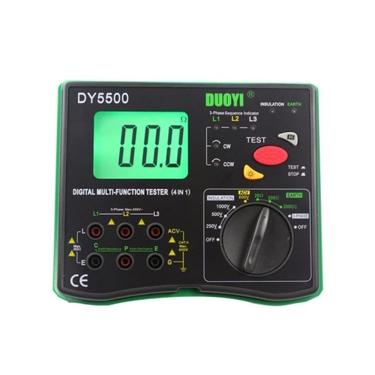 DUOYI DY5500 Car 4 in 1 Digital Multifunction Resistance Tester Insulation Earth Multimeter, DY5500 DY5500