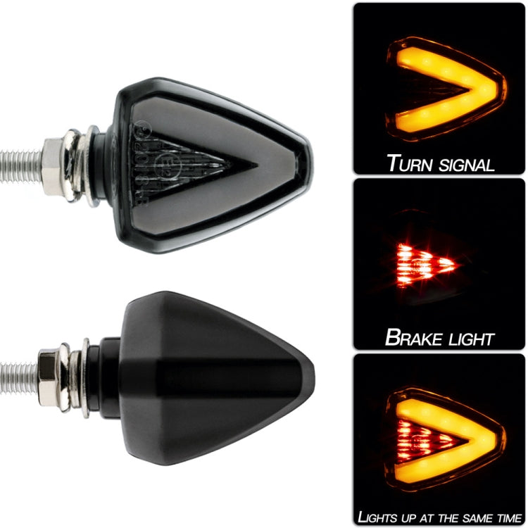 2 PCS KC018A Motorcycle Triangular V-shaped Two-color LED Brake Turn Signal Light, KC018A KC018A