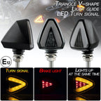 2 PCS KC018A Motorcycle Triangular V-shaped Two-color LED Brake Turn Signal Light, KC018A