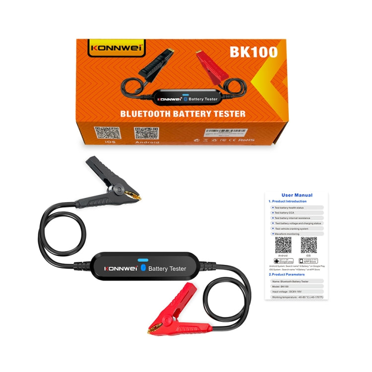 KONNWEI BK100 X431 BST360 Car Bluetooth Battery Tester, BK100 (Black), BK100 – Bluetooth