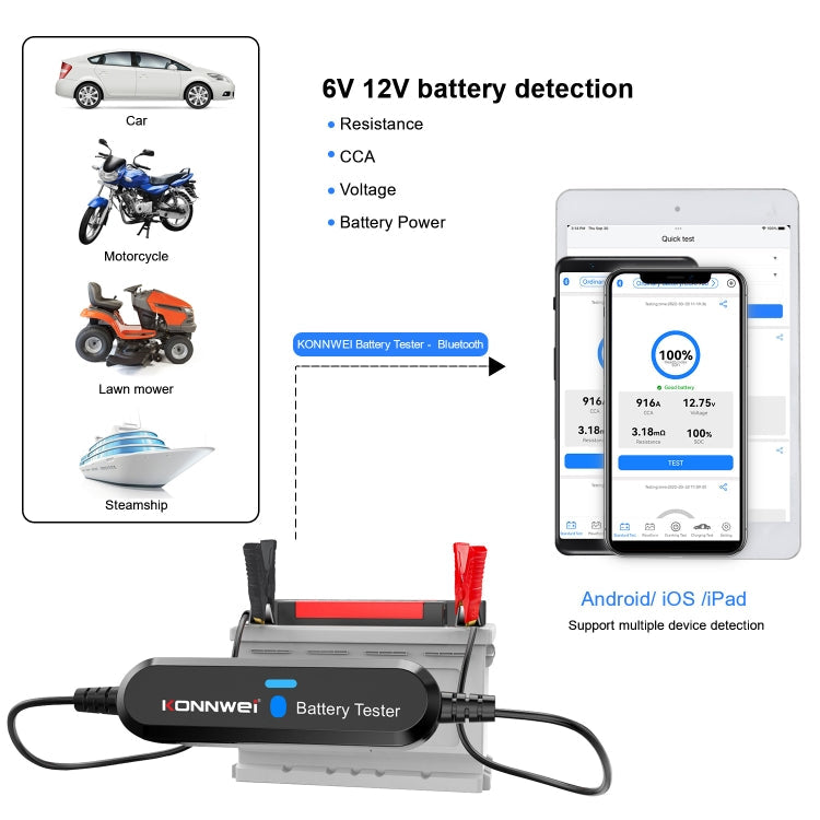 KONNWEI BK100 X431 BST360 Car Bluetooth Battery Tester, BK100 (Black), BK100 – Bluetooth