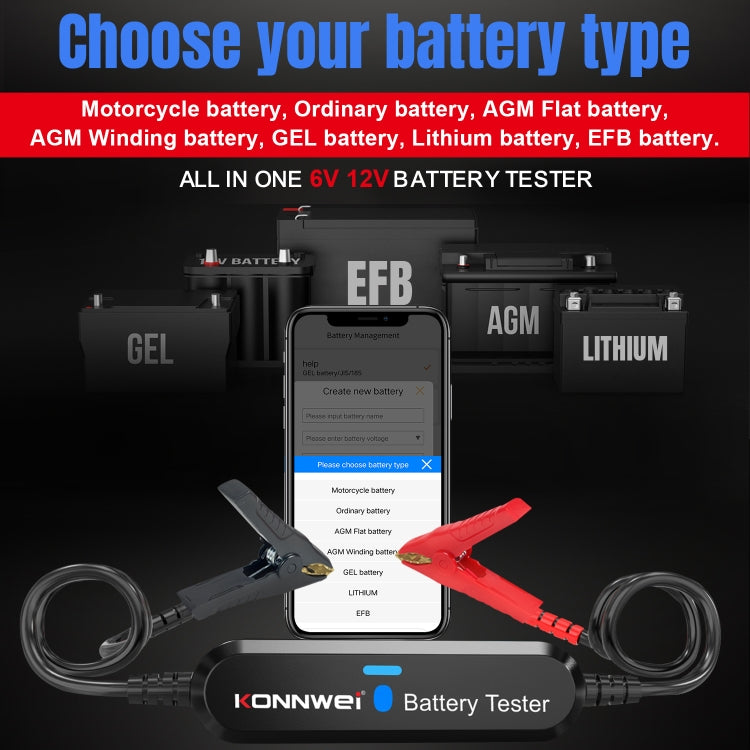 KONNWEI BK100 X431 BST360 Car Bluetooth Battery Tester, BK100 (Black), BK100 – Bluetooth