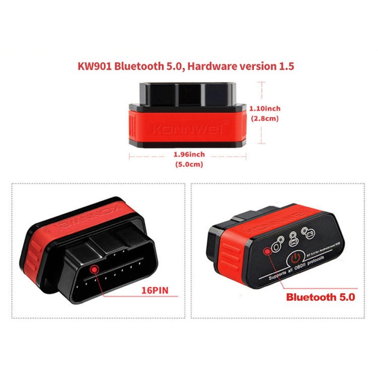KONNWEI KW901 Android Phone OBD2 Car Bluetooth 5.0 Diagnostic Scan Tools, Bluetooth 5.0 – Bluetooth