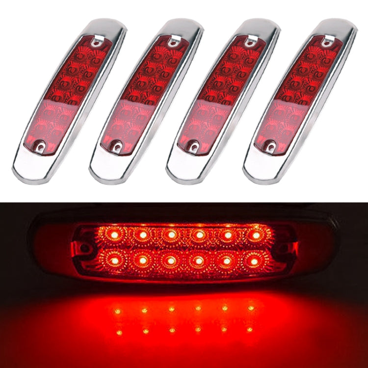 4 PCS MK-338 DC12-24V Truck 12LEDs Side Clearance Maker Light Red Light