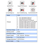 V019 OBD2 Scanner Bluetooth 4.0 ELM327 Car Diagnostic Tool, V019