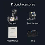 A1 3-lens Video HD Night Vision Car Driving Recorder, with Rear View Camera, A1
