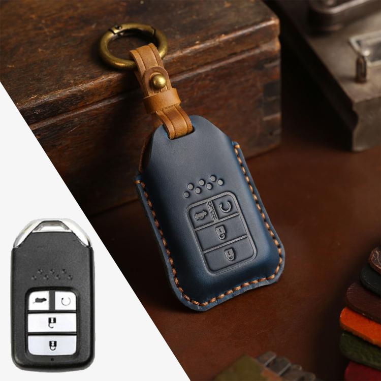 For Honda Car Cowhide Leather Key Protective Cover Key Case, Four Keys Version, For Honda , Four Keys Version, For Honda, Four Keys Version For Honda , Four Keys Version Blue