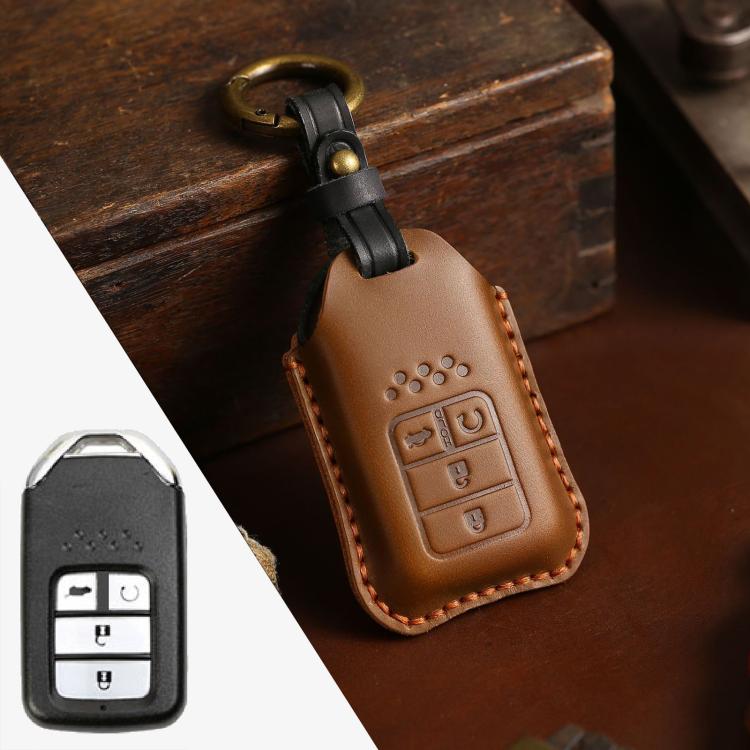 Car Cowhide Leather Key Protective Cover Key Case, Four Keys Version – Leather, For Honda , Four Keys Version, For Honda, Four Keys Version For Honda, Four Keys Version Brown