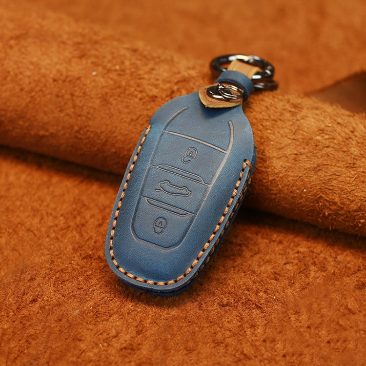 For PEUGEOT Car Cowhide Leather Key Protective Cover Key Case, For PEUGEOT For PEUGEOT Blue