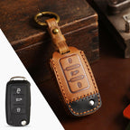 For Volkswagen Car Cowhide Leather Key Protective Cover Key Case, D Version, For Volkswagen, D Version, For Volkswagen,D Version For Volkswagen, D Version Brown