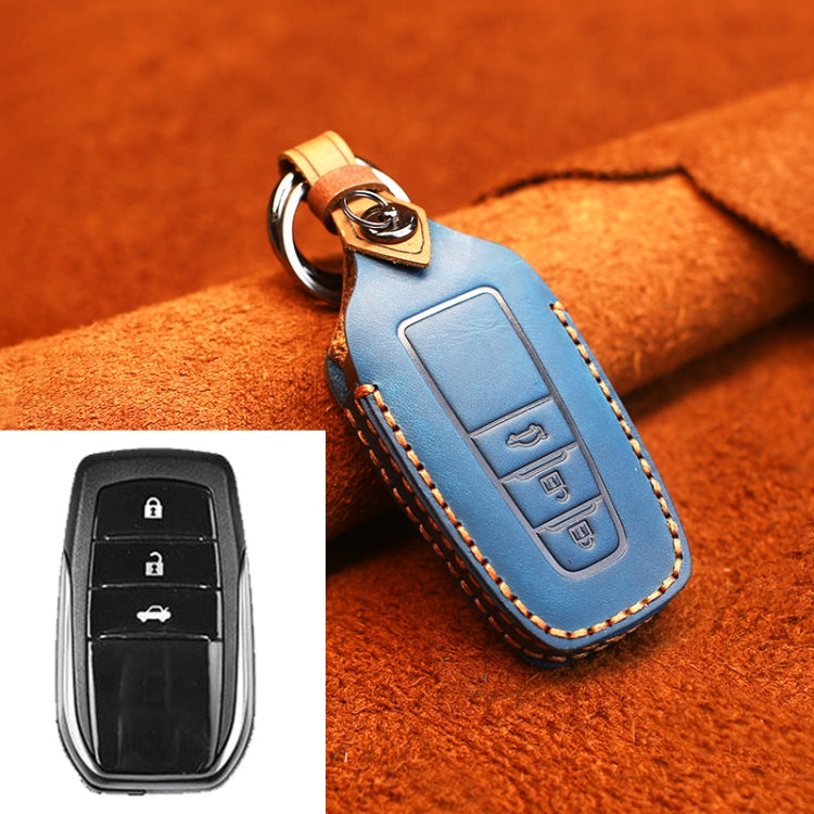 Car Cowhide Leather Key Protective Cover Key Case, Three Keys Version – Leather, For Toyota For Toyota Blue