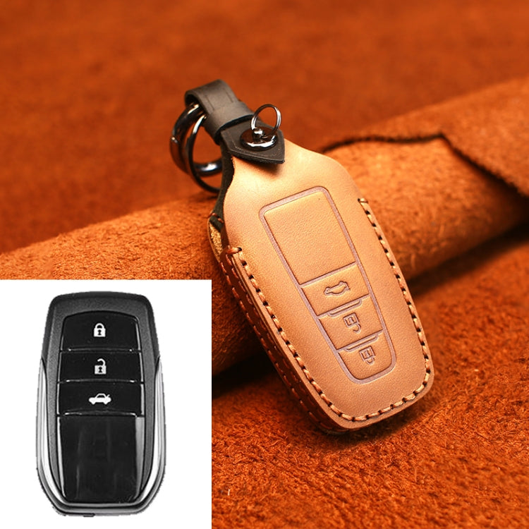 For Toyota Car Cowhide Leather Key Protective Cover Key Case, Three Keys Version, For Toyota For Toyota Brown