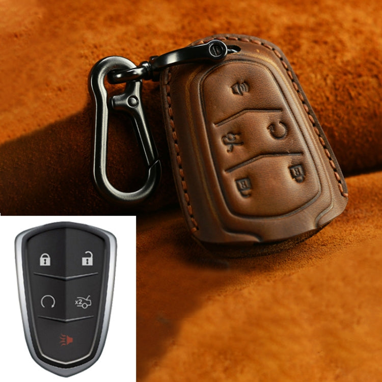 Car Cowhide Leather Key Protective Cover Key Case, Five Keys Version – Leather, For Cadillac, Five Keys Version, For Cadillac For Cadillac, Five Keys Version Brown