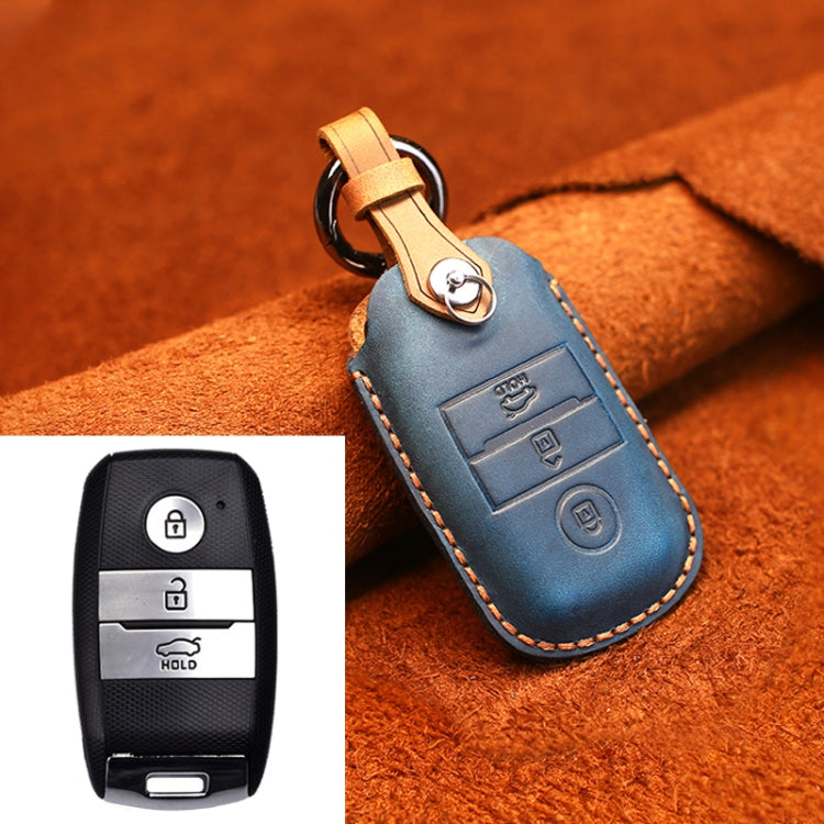 For Kia Old Style Car Cowhide Leather Key Protective Cover Key Case, For Kia, For Kia Old Style For Kia Blue