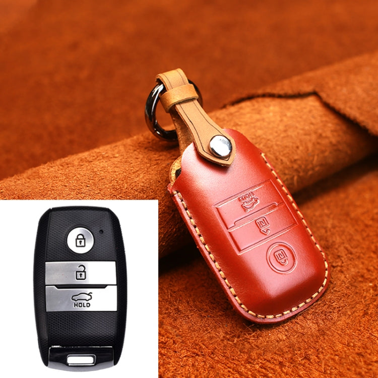 Old Style Car Cowhide Leather Key Protective Cover Key Case – Leather, For Kia, For Kia Old Style For Kia Old Style Red