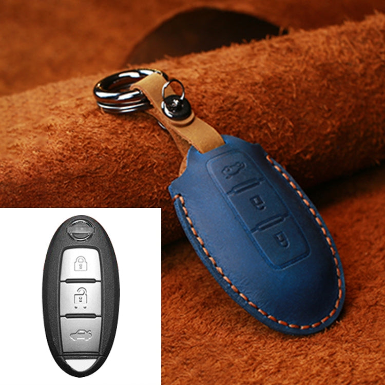 For Nissan Car Cowhide Leather Key Protective Cover Key Case, Three Keys Tailgate Version, For Nissan, Three Keys Tailgate Version For Nissan, Three Keys Tailgate Version Blue
