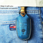For Ford Car Cowhide Leather Key Protective Cover Key Case, Three Keys Version, For Ford, Three Keys Version