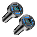 2pcs 4 in 1 USB 4.8A Digital Display Car Charger, 4.8A 4.8A