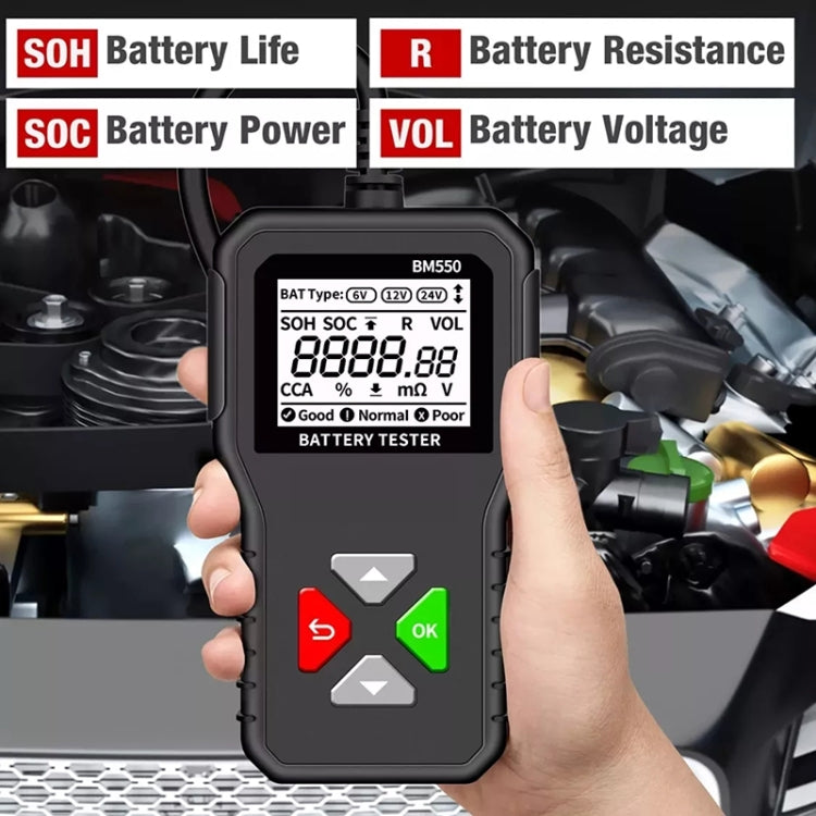 BM550 6V / 12V / 24V 3 in 1 Battery Tester Analyzer Battery Life Detector, BM550 – Durable Build, Easy to Use