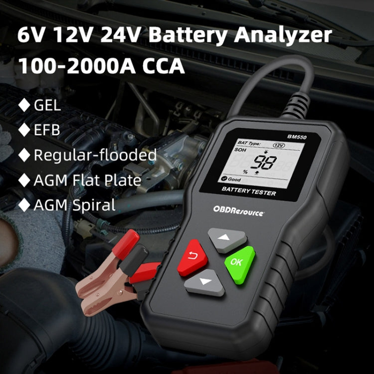 BM550 6V / 12V / 24V 3 in 1 Battery Tester Analyzer Battery Life Detector, BM550 – Durable Build, Easy to Use