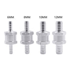 Car 6mm Aluminium Alloy Fuel Petrol One Way Non Return Check Valve, 6mm Silver