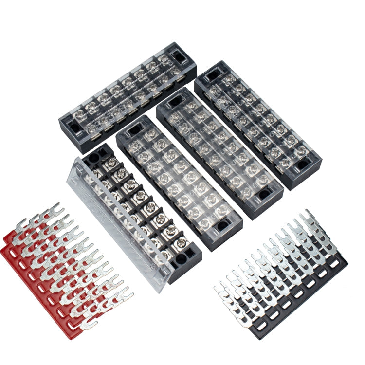 5 PCS Car 8-way 25A TB-2508 Dual Row Power Terminal Connector + 8-position Connection Strip with Cover, 8-way 25A 8-way 25A
