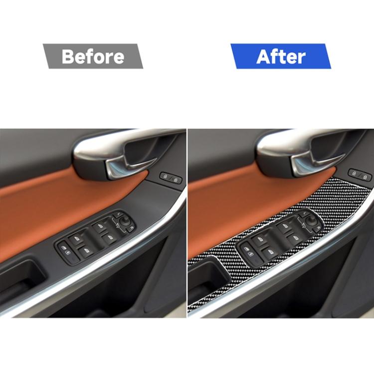 4 PCS Car Carbon Fiber Window Lifting Panel Decorative Stickers for Volvo V60 2010-2017 / S60 2010-2018, Left and Right Drive Universal, Window Lifting Panel – Durable Build, Easy to Use