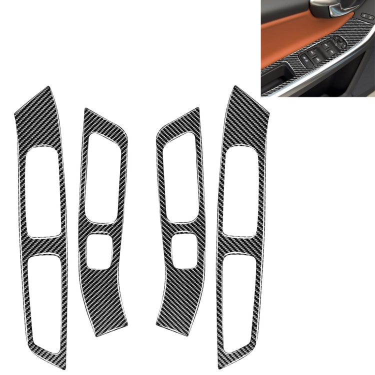 4 PCS Car Carbon Fiber Window Lifting Panel Decorative Stickers for Volvo V60 2010-2017 / S60 2010-2018, Left and Right Drive Universal, Window Lifting Panel – Durable Build, Easy to Use Window Lifting Panel