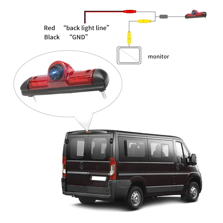 PZ460 Car Waterproof HD High Position Brake Light View Camera + 7 inch Rearview Monitor for Fiat / Citroen / Peugeot, PZ460 + 7 inch Rearview Monitor