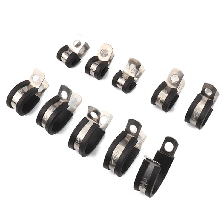 10 PCS Car Rubber Cushion Pipe Clamps Stainless Steel Clamps, Size: 13/8 inch (42mm), Size: 13/8 inch (42mm) Size: 13 8 inch (42mm)