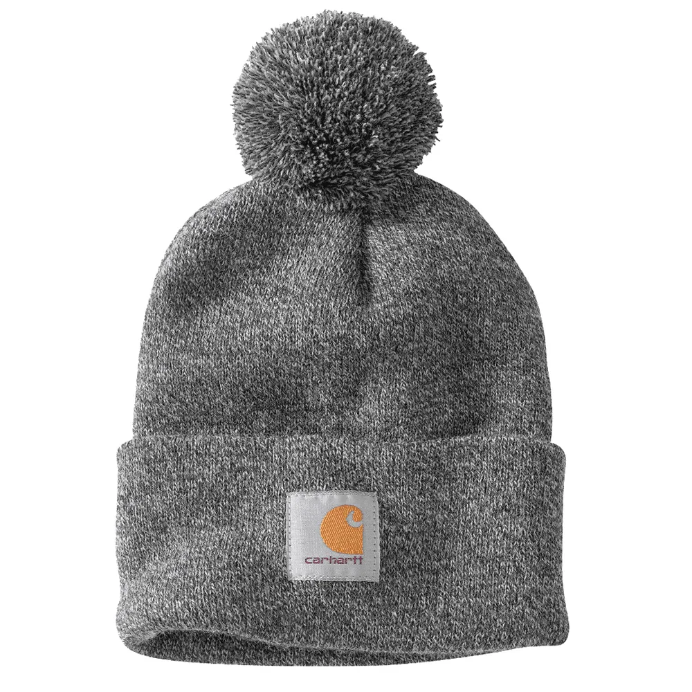 Carhartt 102240 Womens Lookout Knit Pom-Pom Cuffed Beanie Hat COAL HEATHER HEATHER GRAY MARL One Size