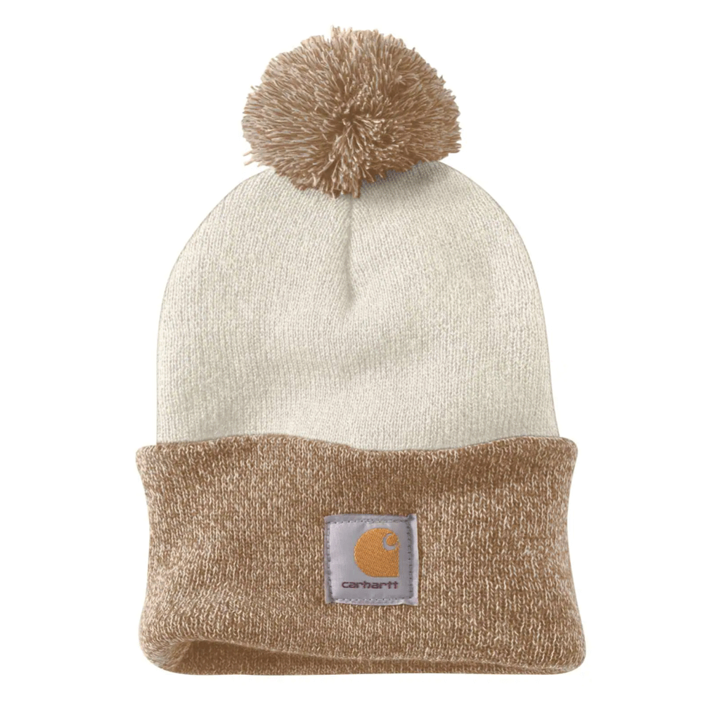 Carhartt 102240 Womens Lookout Knit Pom-Pom Cuffed Beanie Hat WINTER WHITE One Size