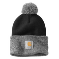Carhartt 102240 Womens Lookout Knit Pom-Pom Cuffed Beanie Hat BLACK One Size