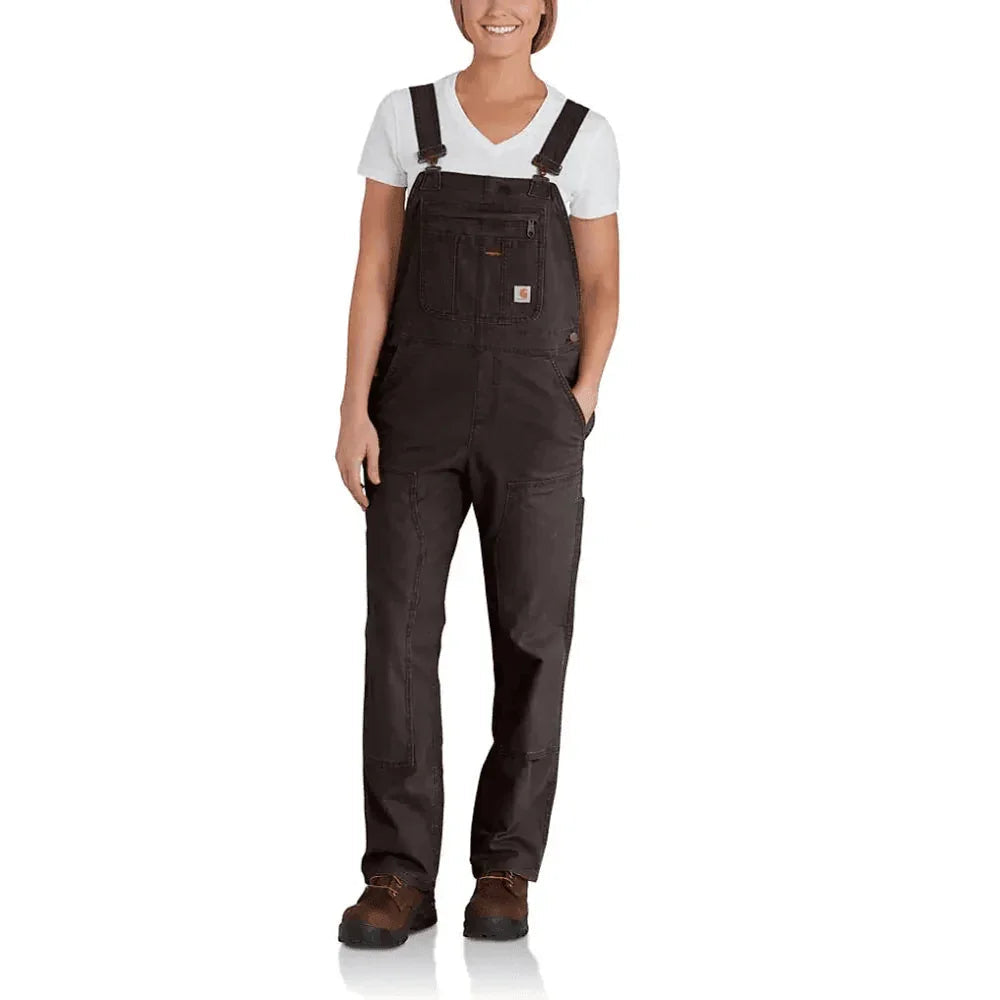 Carhartt 102438 Women's Rugged Flex Loose Fit Canvas Bib Overall DARK BROWN