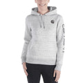 Carhartt 102791 Womens Clarksburg Relaxed Fit Midweight Logo Sleeve Sweatshirt ASPHALT HEATHER NEP