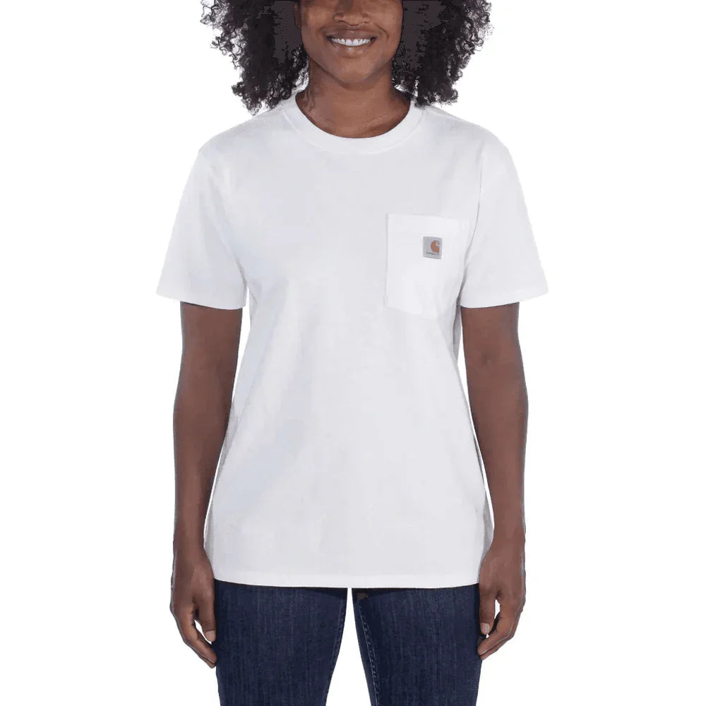 Carhartt 103067 Women's Loose Fit Heavyweight Short Sleeve K87 Pocket T-Shirt WHITE