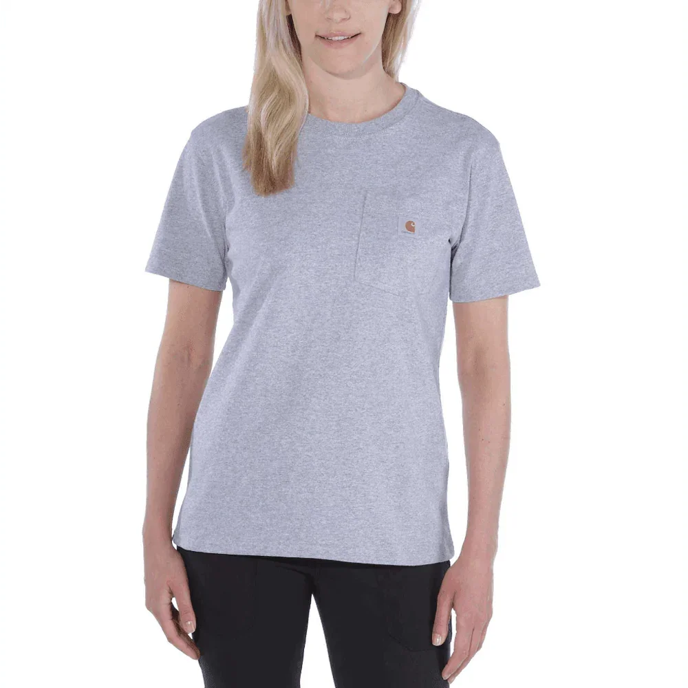 Carhartt 103067 Women's Loose Fit Heavyweight Short Sleeve K87 Pocket T-Shirt HEATHER GREY