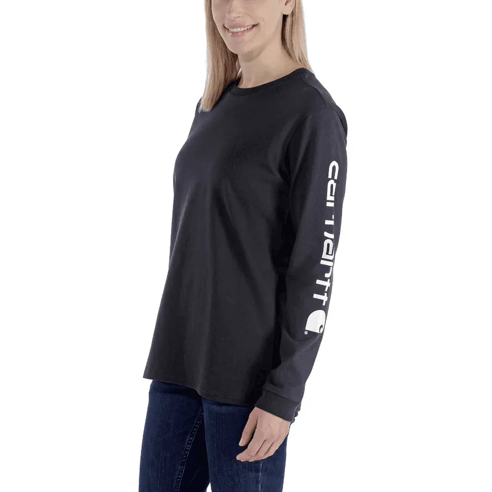 Carhartt 103401 Womens Loose Fit Heavyweight Long Sleeve Graphic T-Shirt BLACK