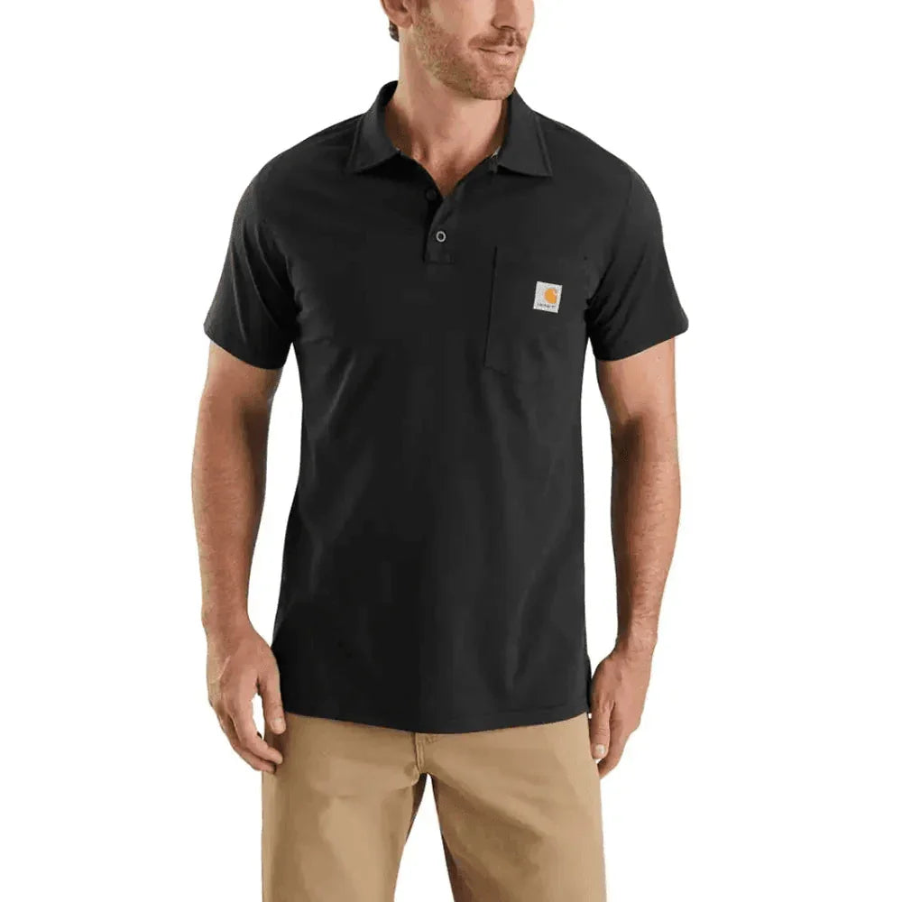 Carhartt 103569 Force Relaxed Fit Midweight Short Sleeve Pocket Polo BLACK