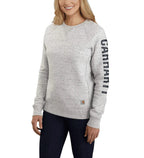 Carhartt 104410 Women's Relaxed Fit Midweight Crew Neck Logo Sweatshirt Fleece ASPHALT HEATHER NEP