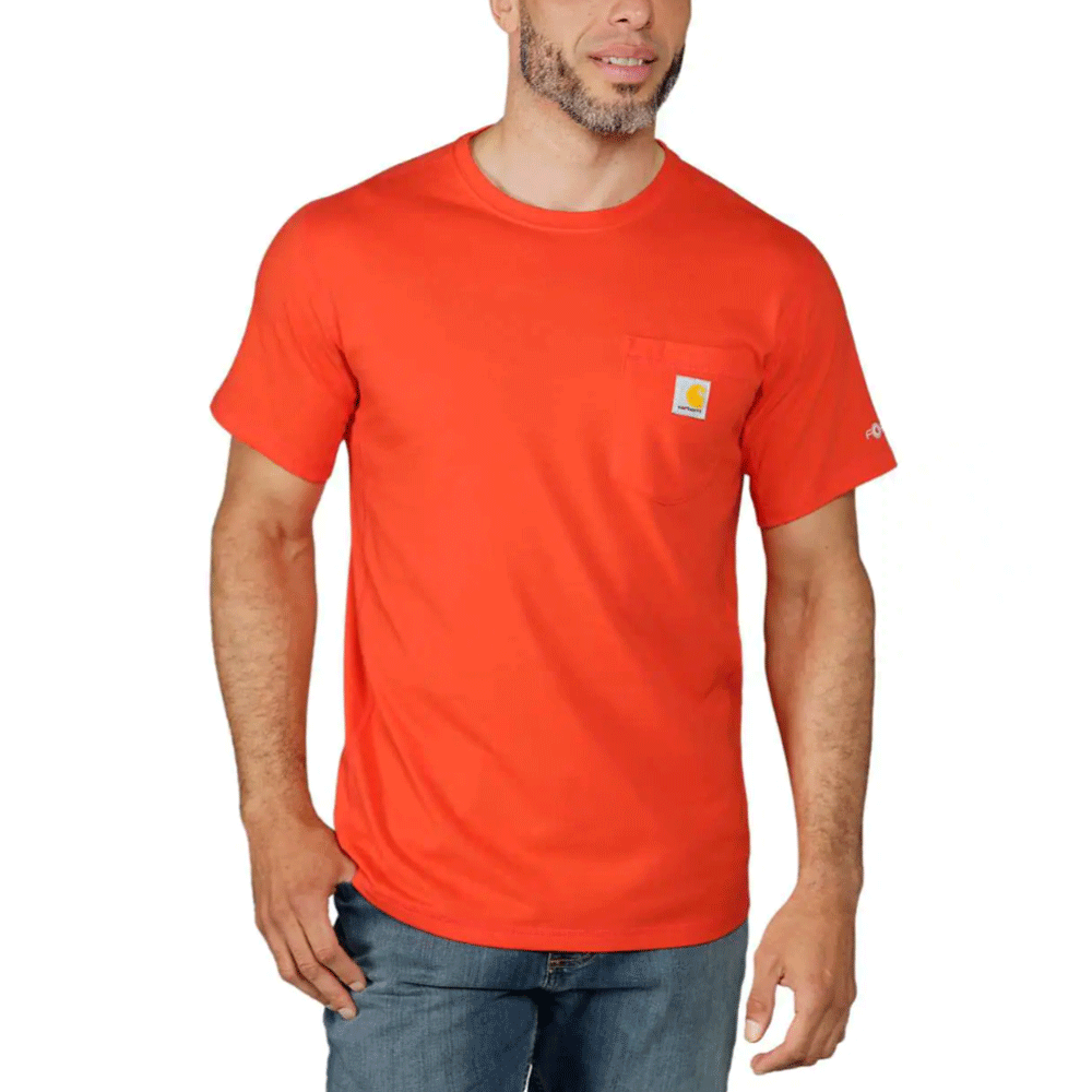 Carhartt 104616 Force Breathable Pocket Crew Neck T-Shirt CHERRY TOMATO