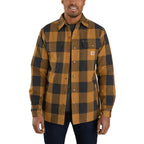 Carhartt 104911 Relaxed Fit Heavyweight Flannel Sherpa Lined Shirt Jac CARHARTT BROWN