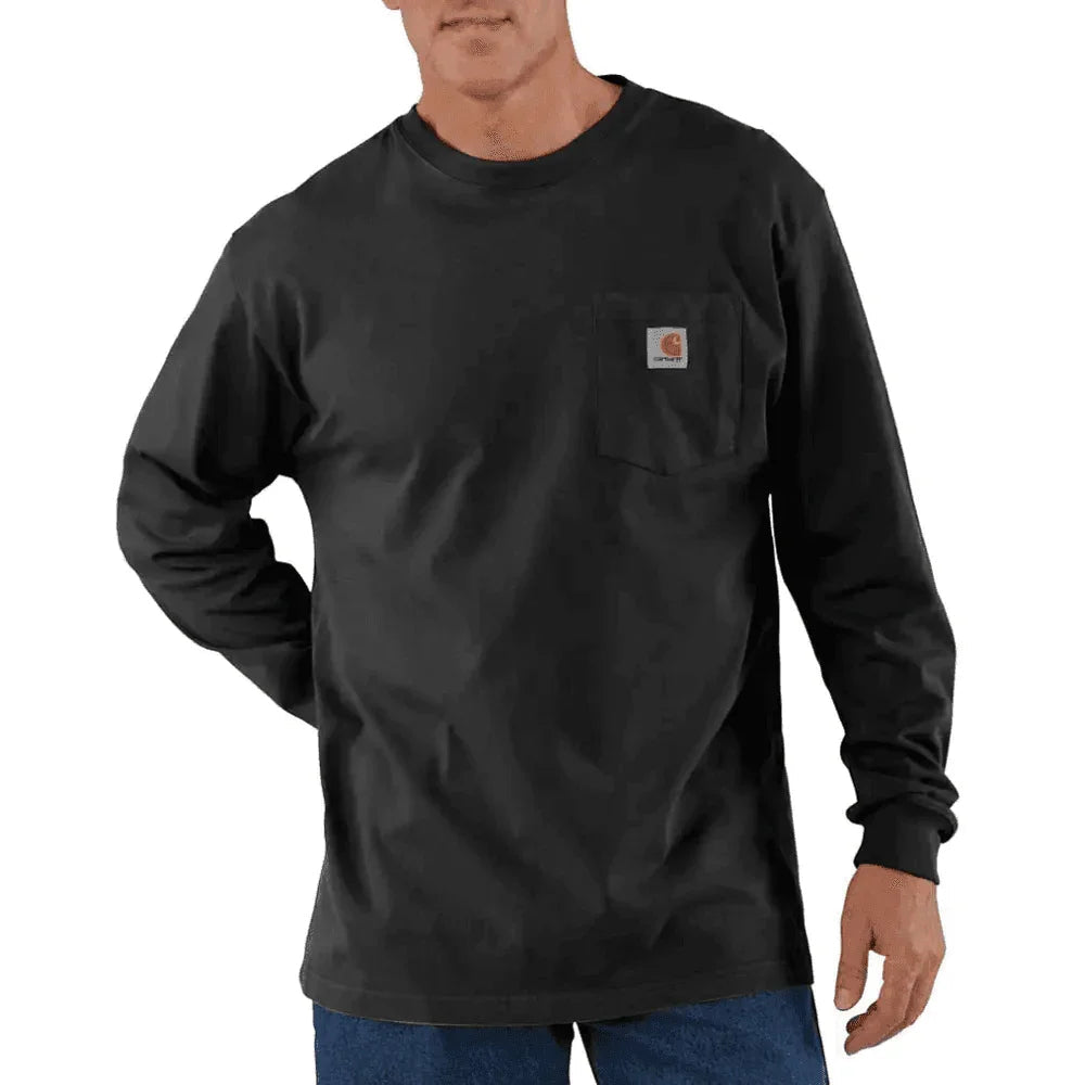 Carhartt K126 Loose Fit Heavyweight Long Sleeve Pocket T-Shirt BLACK