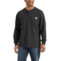 Carhartt K128 Loose Fit Heavyweight Long Sleeve Pocket Henley T-Shirt BLACK